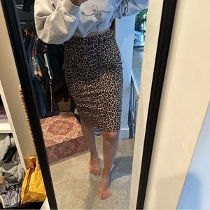 Jcrew causal Midi Pencil Skirt cheetah print